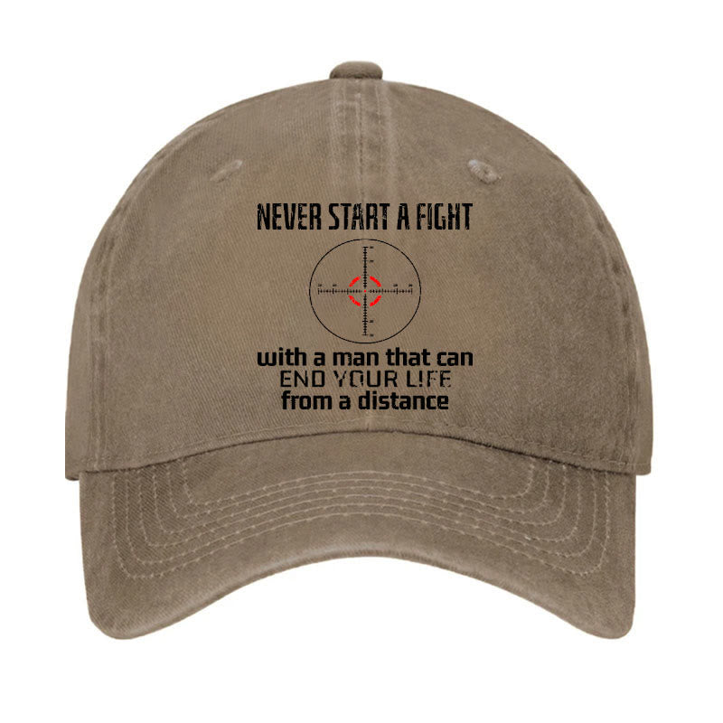 Never Start A Fight With A Man That Can End Your Life From A Distance Cap - Khaki - one size - image 2