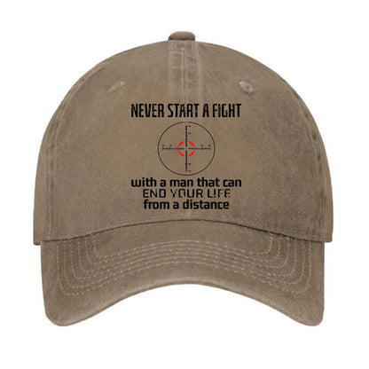 Never Start A Fight With A Man That Can End Your Life From A Distance Cap - Khaki - one size - image 2