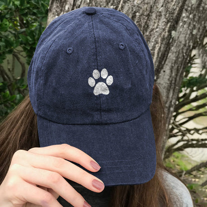Cute Cat Paw Print Washed Baseball Cap - Blue - one size - image 2