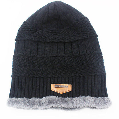 Wool Thick Fleece Knitted Hat - Black - one size - image 2